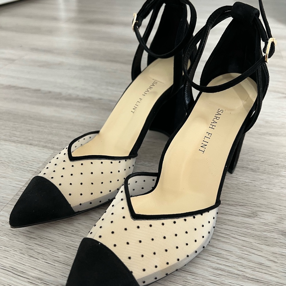 Sarah Flint Parker 38.5 Black Polka Dot Mesh
